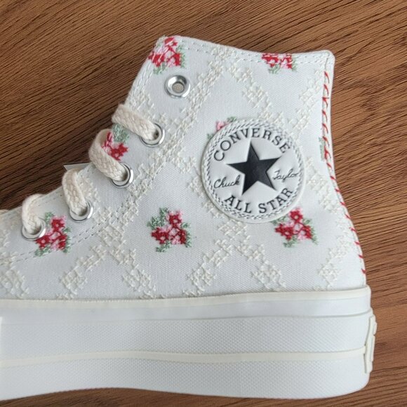 ⭐Converse Chuck Taylor Lift Rose Cross Stitch 10.5 Women's Shoes Sneaker A13659C - Picture 7 of 12